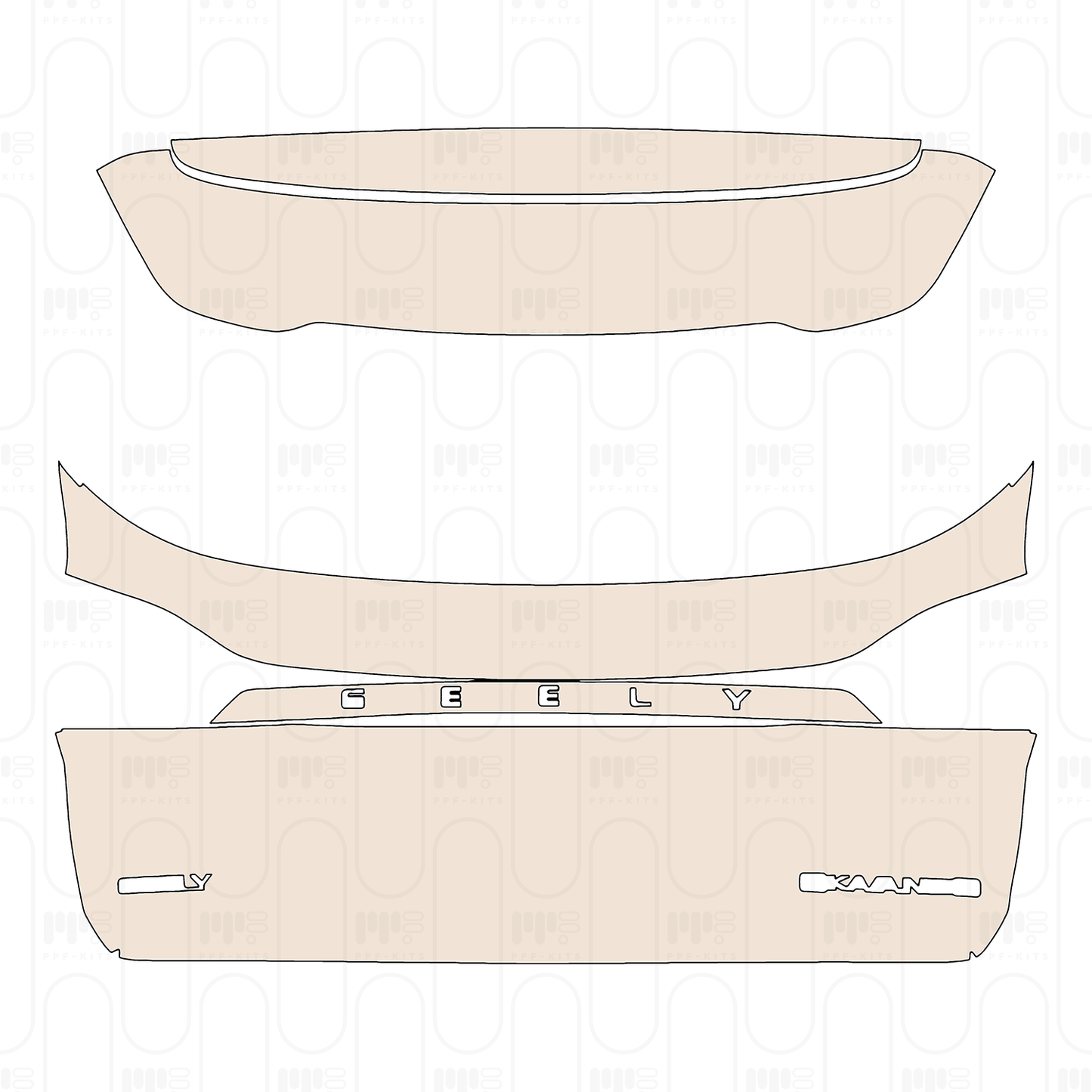 Trunk Lid with "GEELY" & "OKAVANGO" Emblems