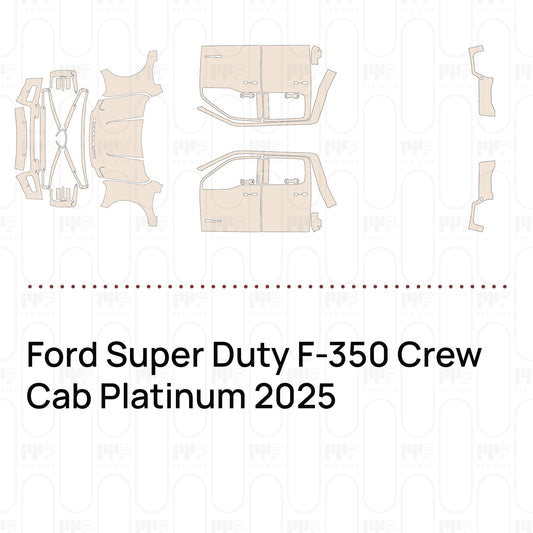 Pre-cut PPF pattern set for the Ford Super Duty F-350 Crew Cab Platinum 2025: outlines of every film piece in the kit.