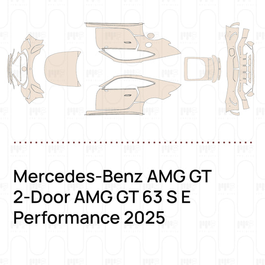 Pre-cut PPF pattern set for the Mercedes-Benz AMG GT 2-Door AMG GT 63 S E Performance 2025.