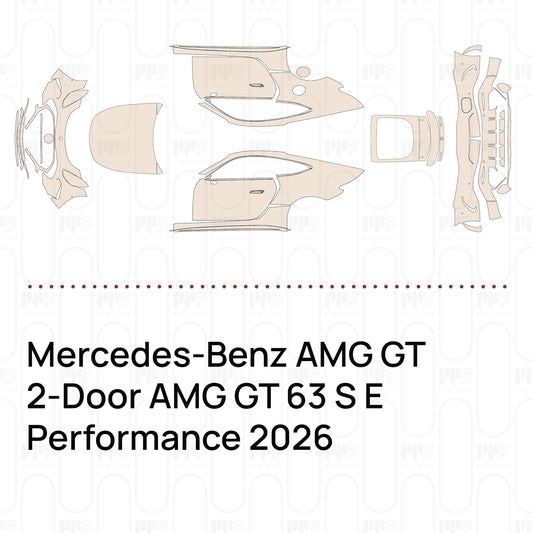 Pre-cut PPF pattern set for the Mercedes-Benz AMG GT 2-Door AMG GT 63 S E Performance 2026.