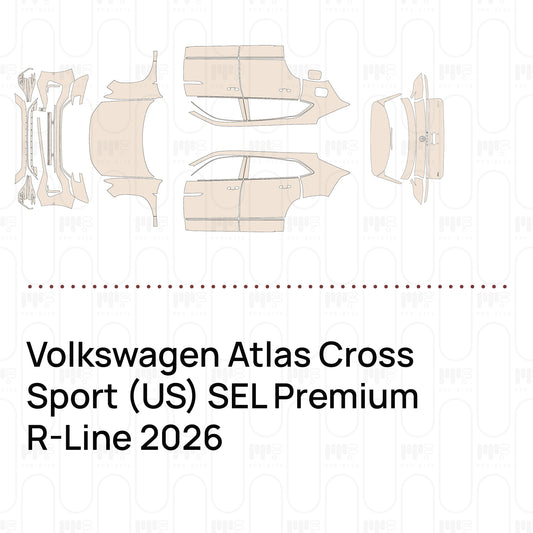 Pre-cut PPF pattern set for the Volkswagen Atlas Cross Sport US SEL Premium R-Line 2026.