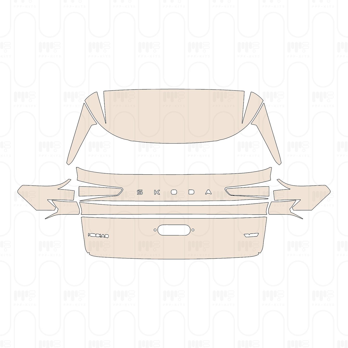 Trunk Lid with "SKODA" & "KODIAQ" & "vRS" Emblems