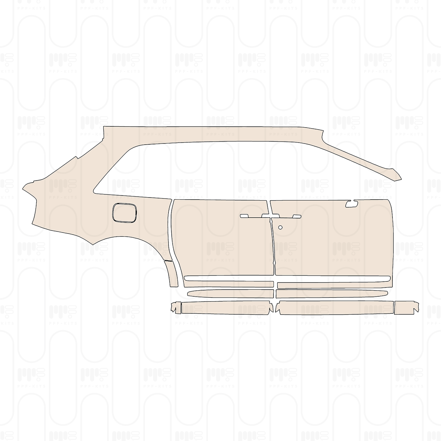 (right) Door+Side Skirt+Rear Fender split rear Fender