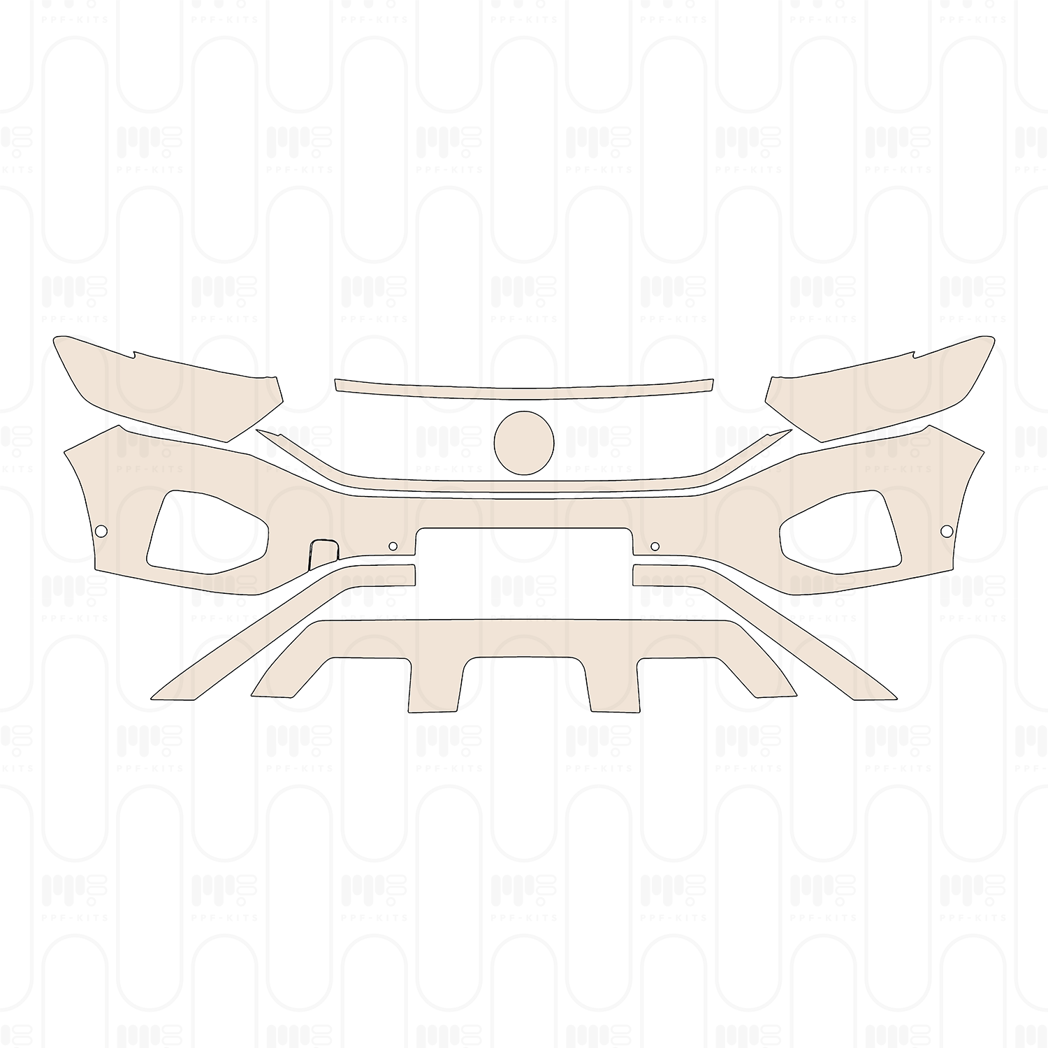 Bumper+Headlamp with license plate frame cutout, with 4 PDC (parking sensors)