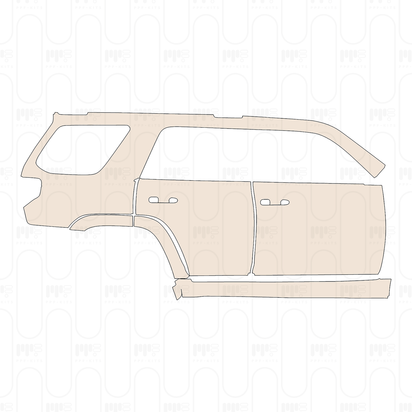 (right) Door+Side Skirt+Rear Fender without Emblem on rear Fender