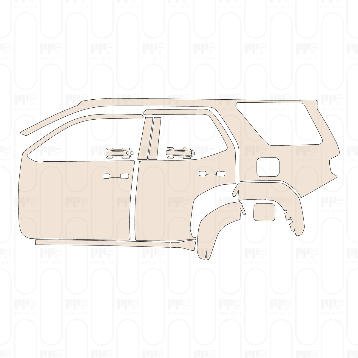 (left) Door+Side Skirt+Rear Fender without Emblem on front door
