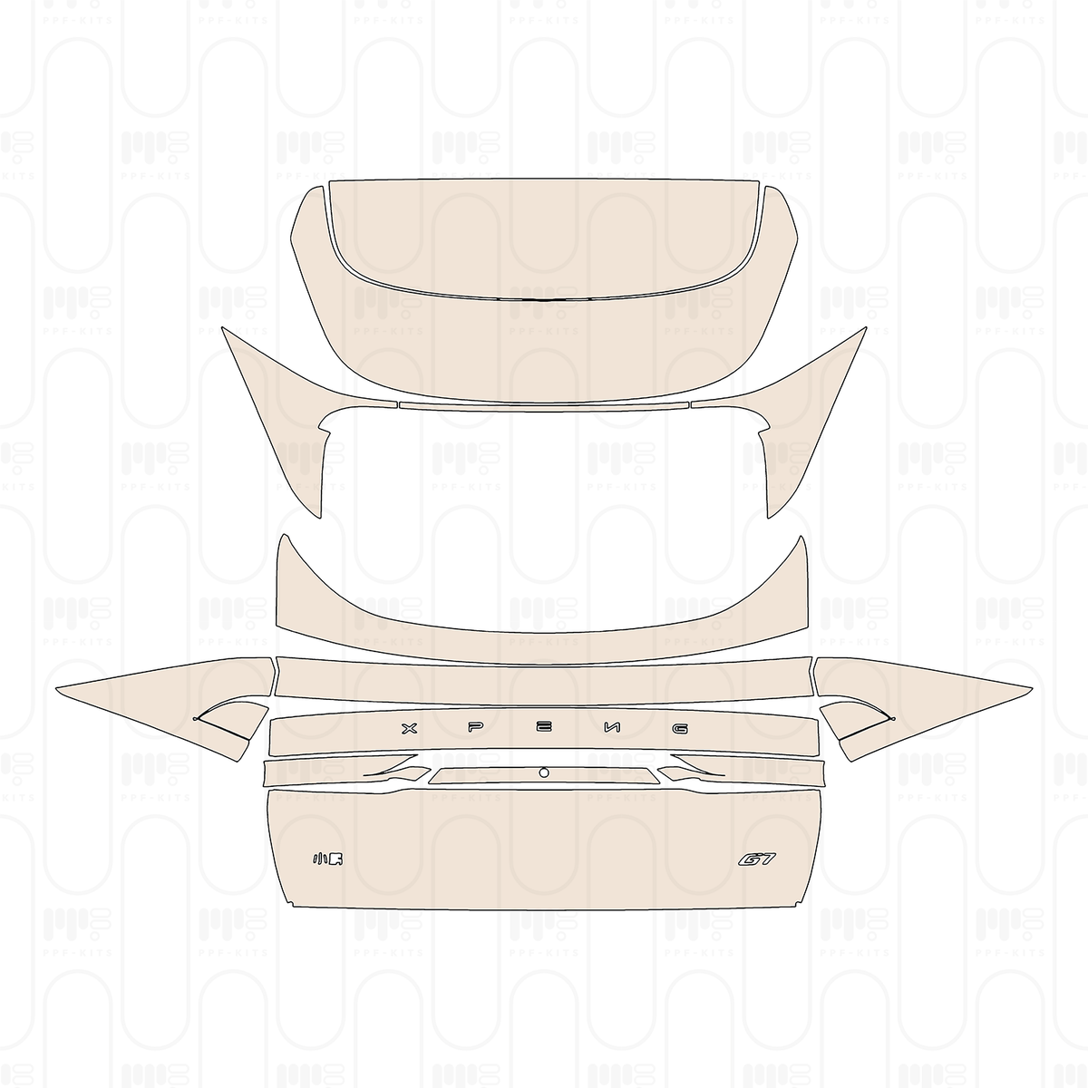 Trunk Lid with "XPENG" & "Xiaopeng" & "G7" emnlems
