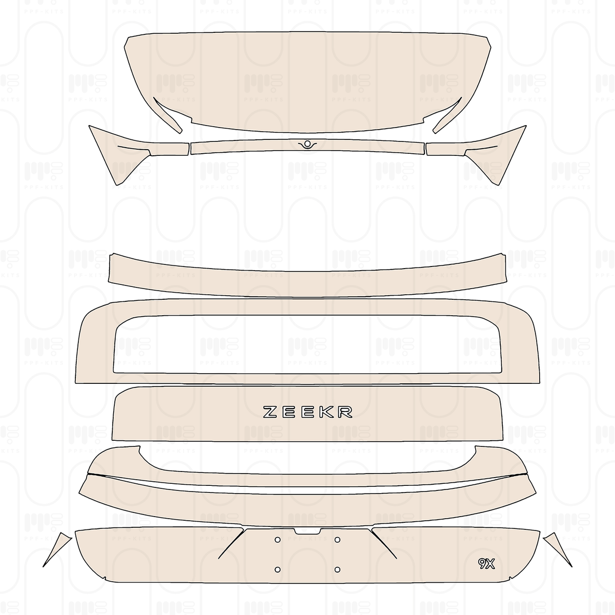 Trunk Lid with "ZEEKR" & "9X" Emblems