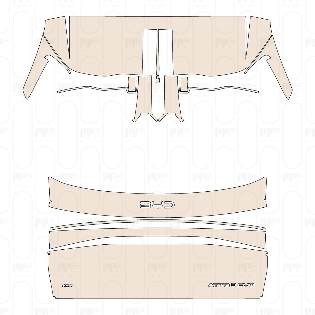 Trunk Lid with "AWD" & "ATTO 3 EVO" Emblems