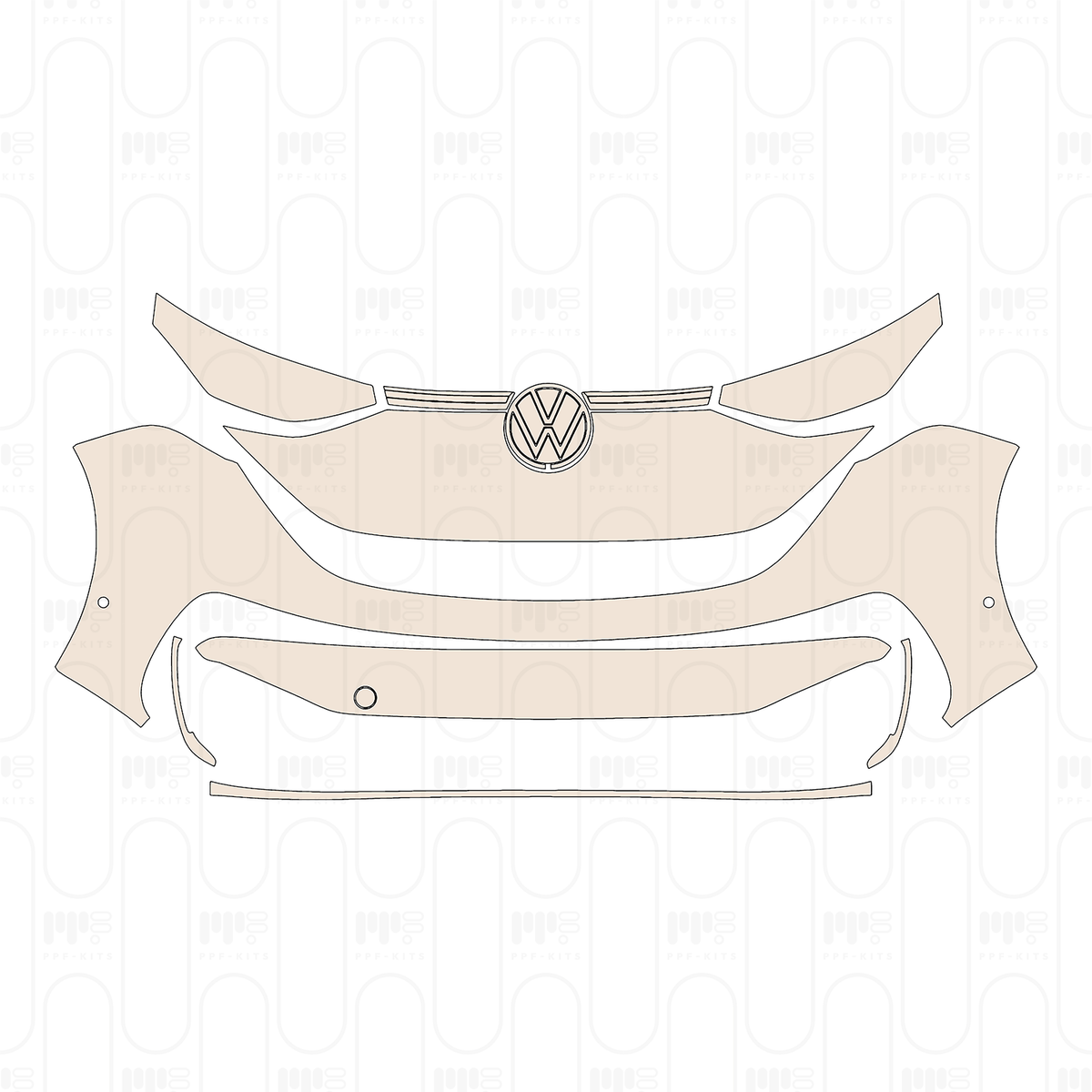 Bumper+Headlamp with simplified grille, with 2 PDC (Parking Sensors)