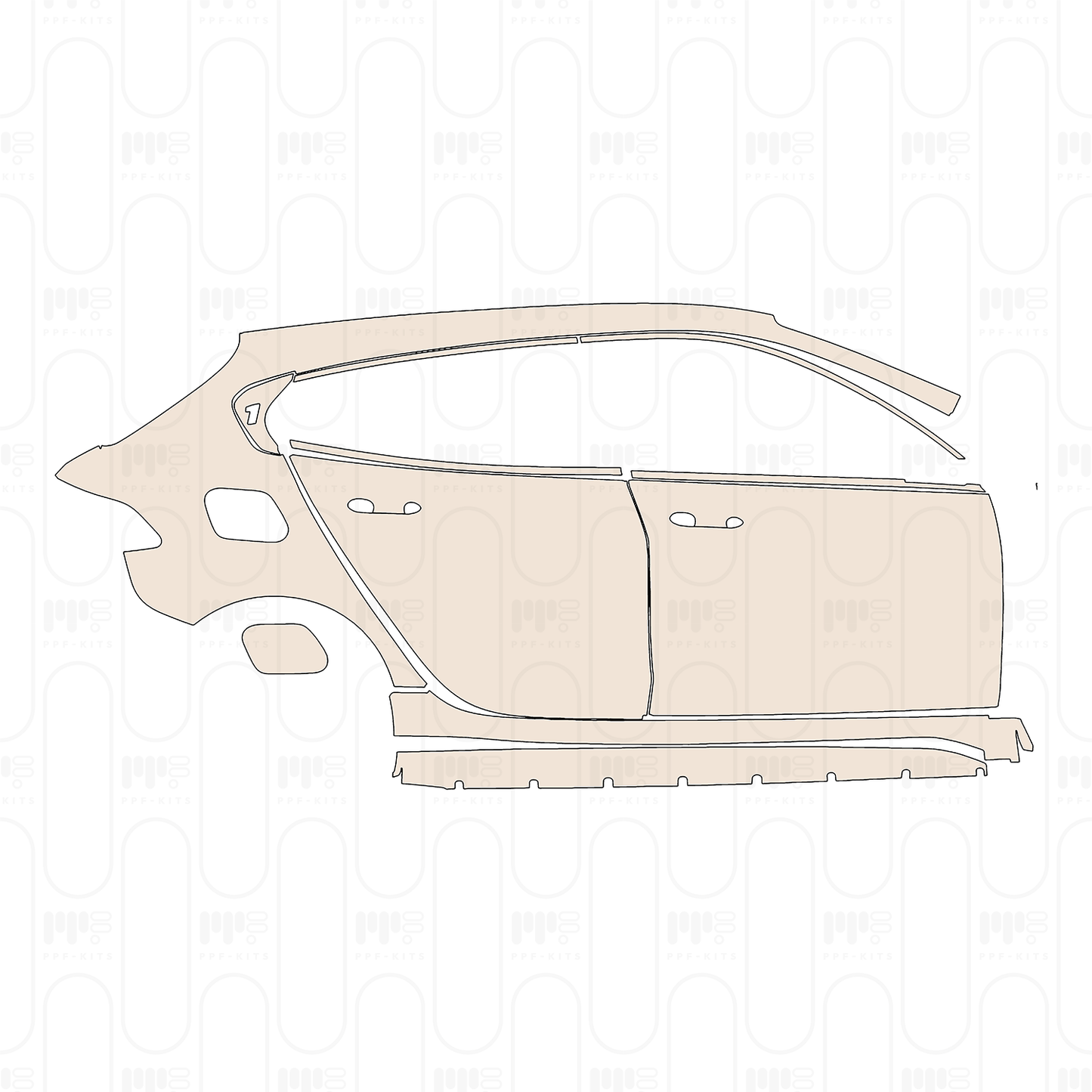 (right) Door+Rear Fender+Side Skirt without M Performance Package