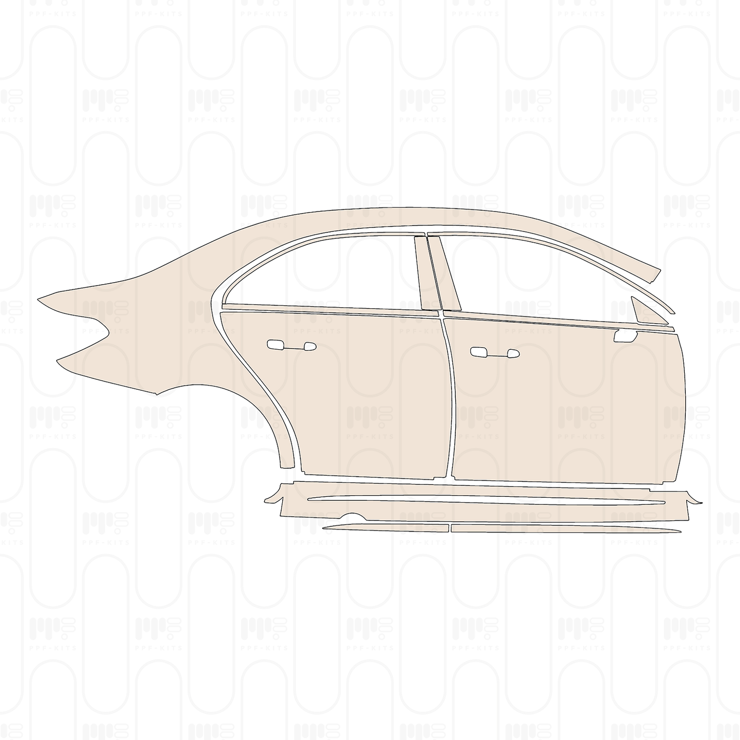 (right) Door+B-Pillar+Rear Fender+Side Skirt with aerodynamic Package