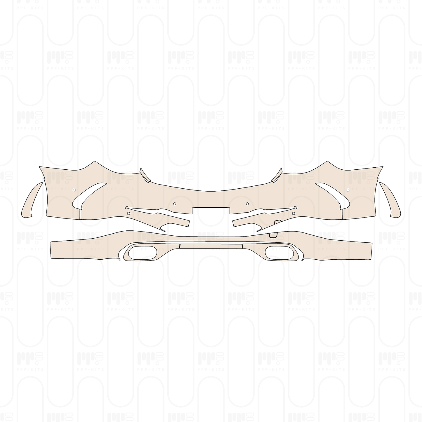 Rear Bumper for US license plate frame, with AMG performance studio Package, with 6 PDC (Parking Sensors)