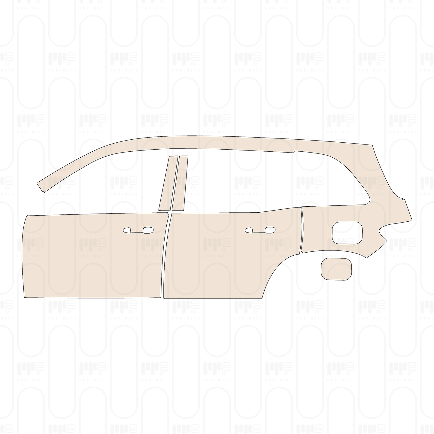 (left) Door+Side Skirt+Rear Fender without chrome door handle inserts