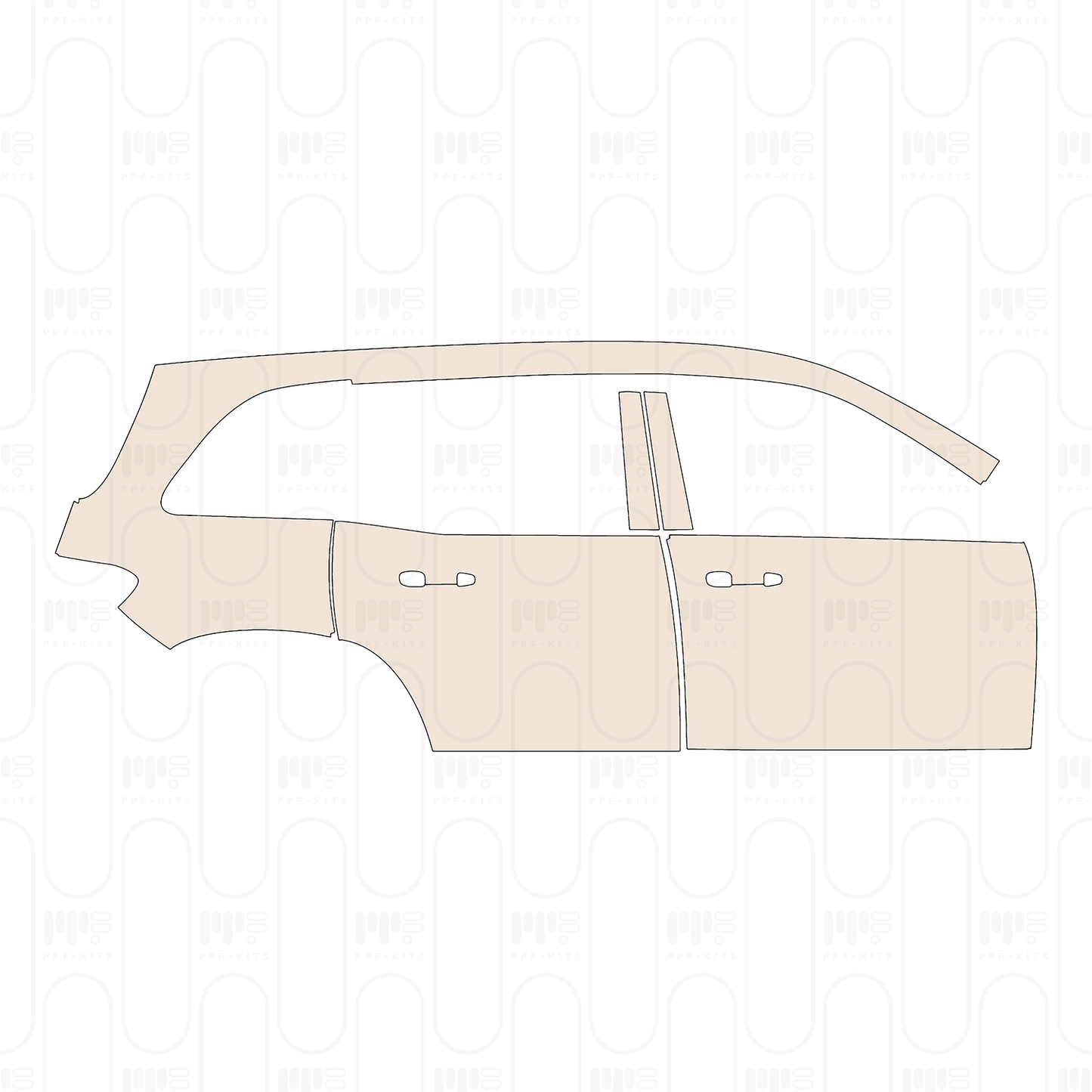 (right) Door+Side Skirt+Rear Fender without chrome door handle inserts