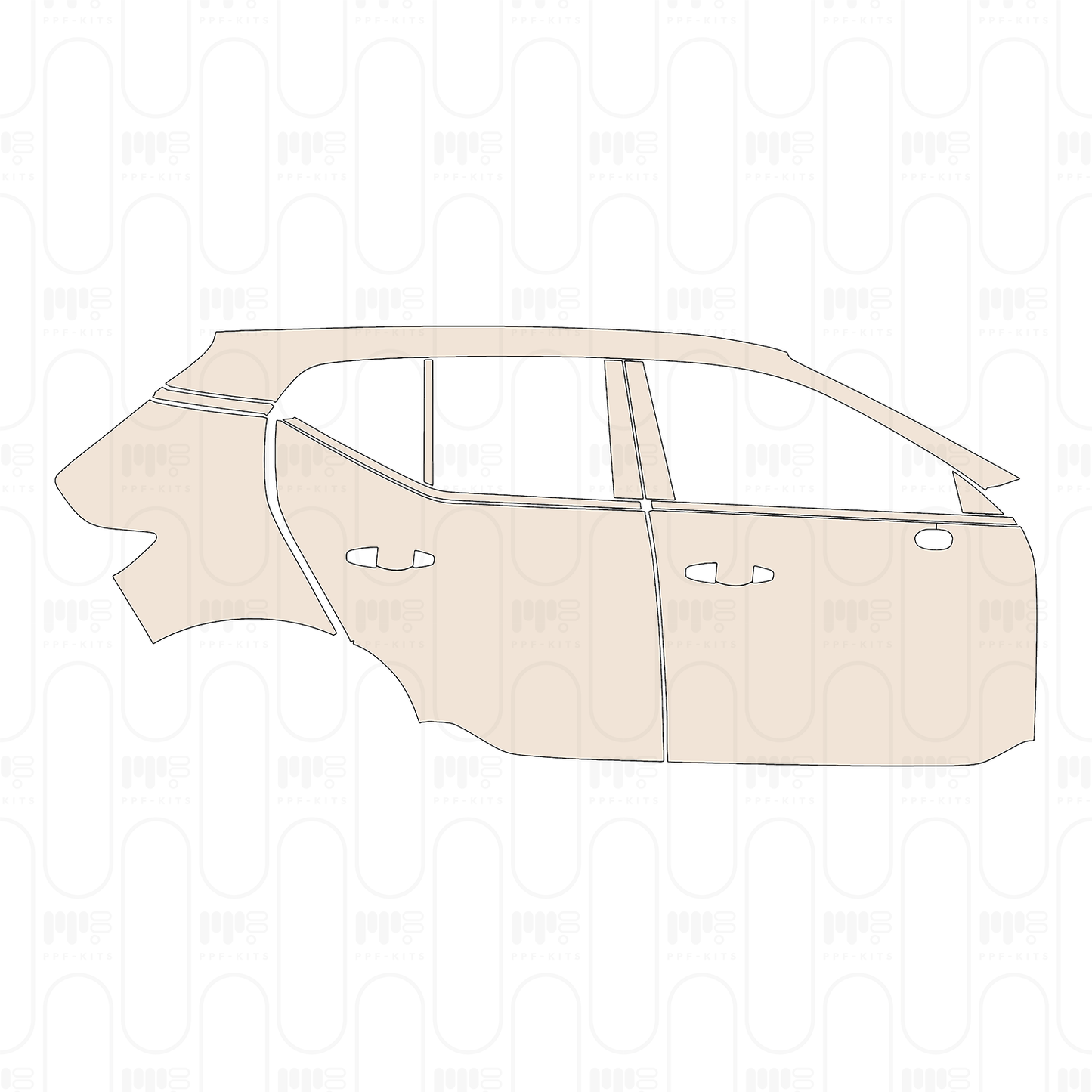 (right) Door+Side Skirt+Rear Fender without petrol cutout on rear Fender