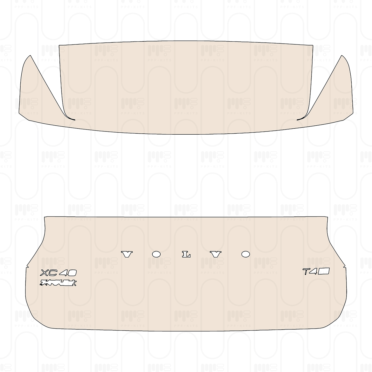 Trunk Lid with "VOLVO" & "XC40 Volvo Asia Pacific" & "T4+2rhombus" Emblems