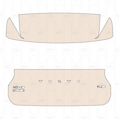 Trunk Lid with "VOLVO" & "XC40 Volvo Asia Pacific" & "T4+2rhombus" Emblems
