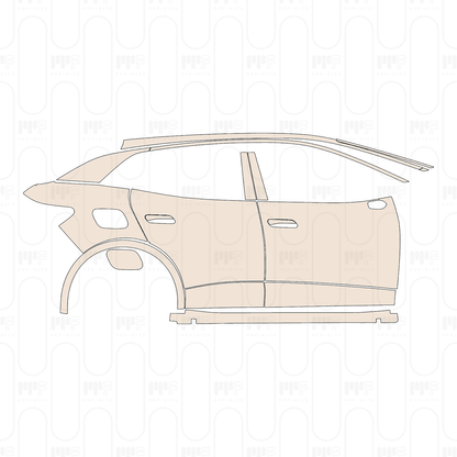 (right) Door+Side Skirt+Rear Fender without chrome trim on front door