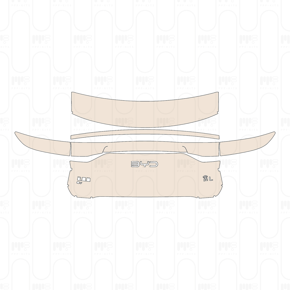 Trunk Lid without Spoiler, with "BYD" & "BYD" & "EV" & "Song L" Emblems