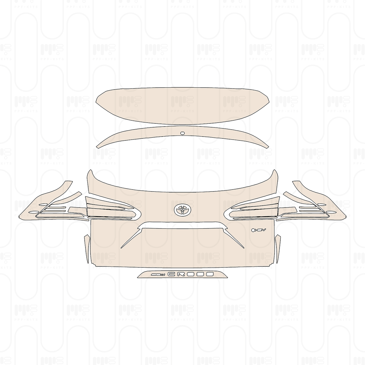 Trunk Lid with "COROLLA CROSS" & "HEV" Emblems