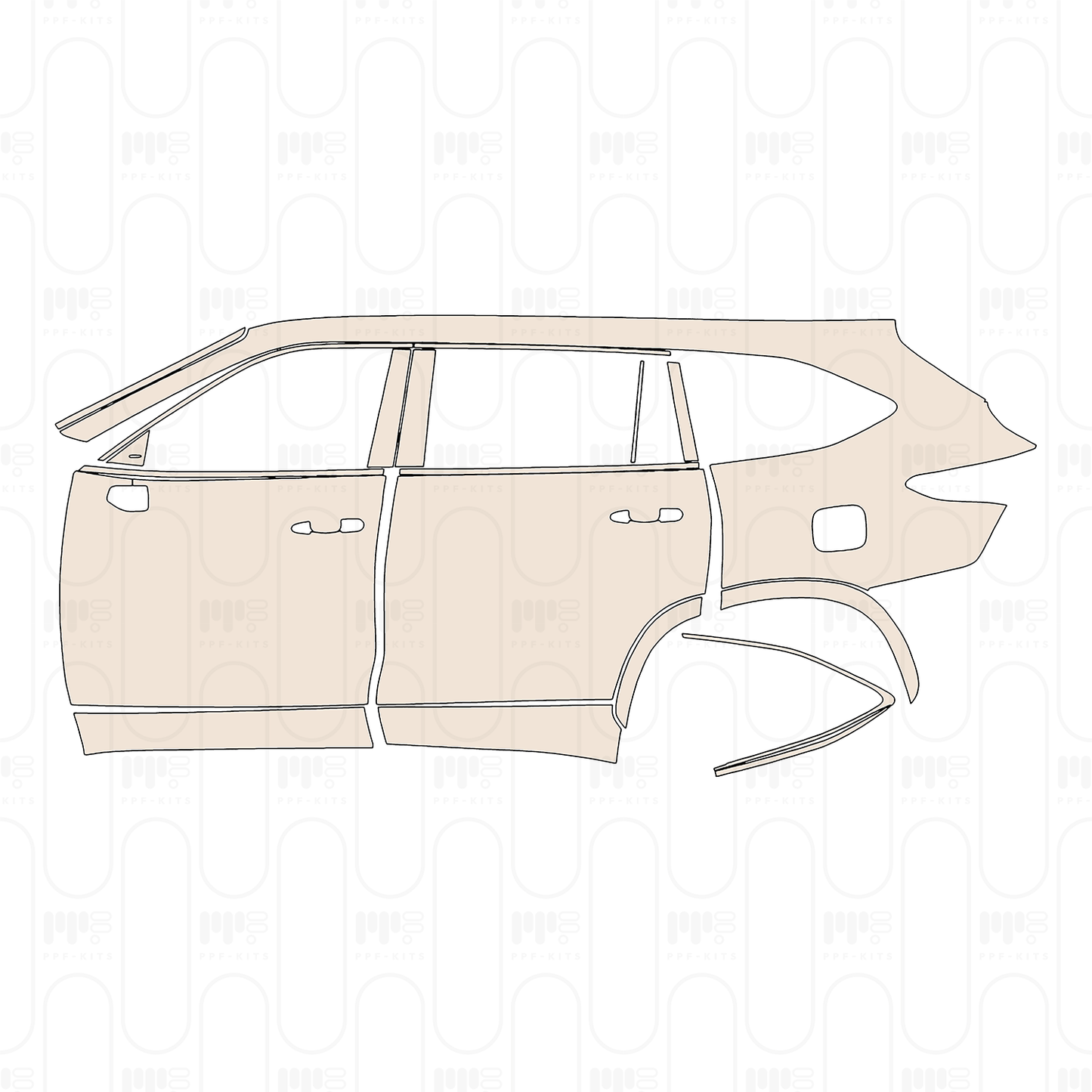 PPF prédécoupé Toyota Highlander (US) Platinum 2022