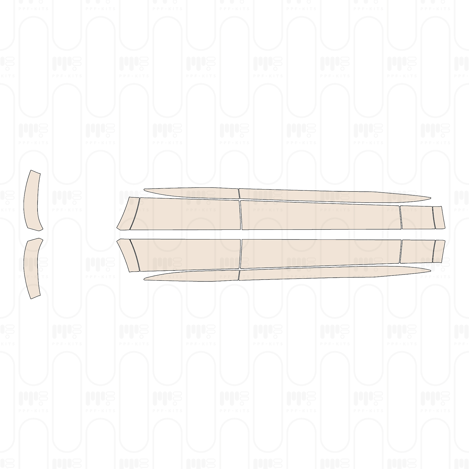 (left) Door+Side Skirt+Rear Fender without upper exterior carbon Package