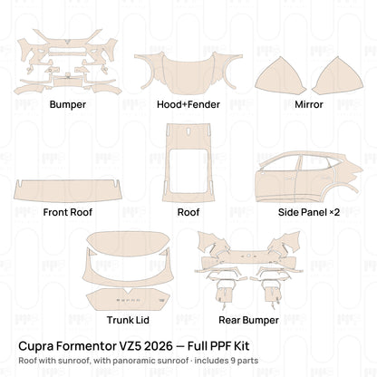 Roof with sunroof, with panoramic sunroof / PPF-Kits PK-G2