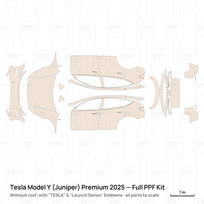 Without roof / With "TESLA" & "Launch Series" Emblems / PPF-Kits PK-G2