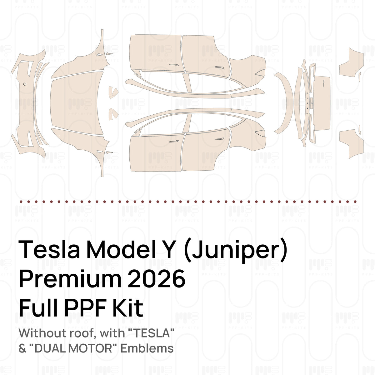 Without roof / With "TESLA" & "DUAL MOTOR" Emblems / PPF-Kits PK-G2