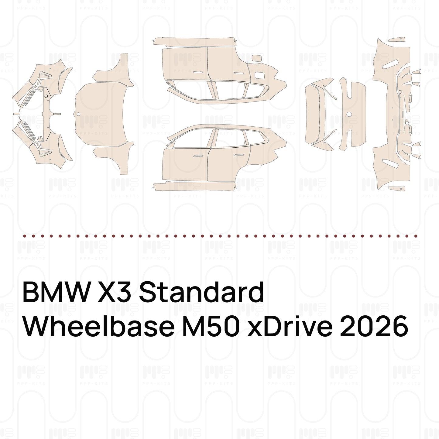 PPF prédécoupé BMW X3 Standard Wheelbase M50 xDrive 2026