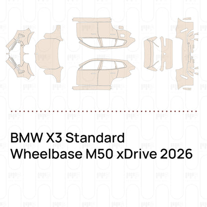 PPF prédécoupé BMW X3 Standard Wheelbase M50 xDrive 2026