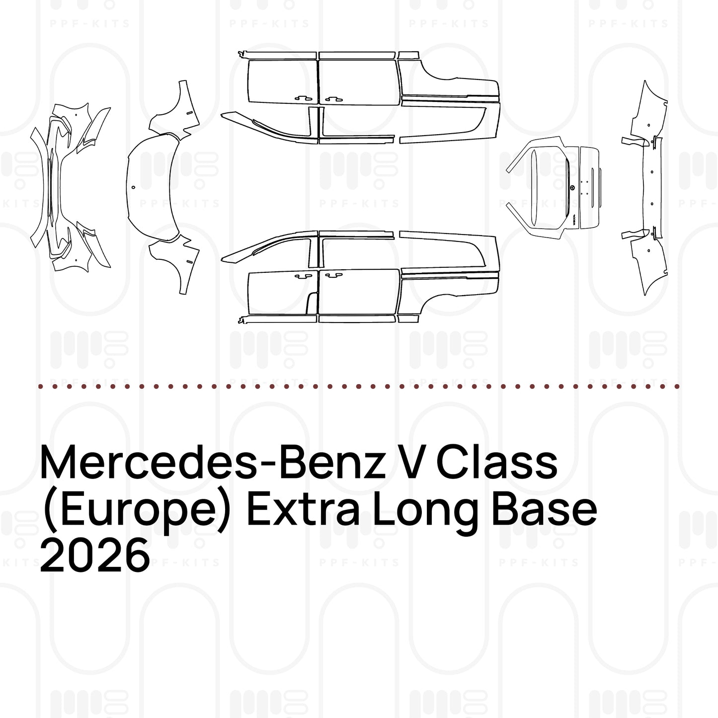 PPF prédécoupé Mercedes-Benz V Class (Europe) Extra Long Base 2026