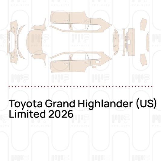 Toyota Grand Highlander (US) Limited 2026 – Film de protection PPF prédécoupé